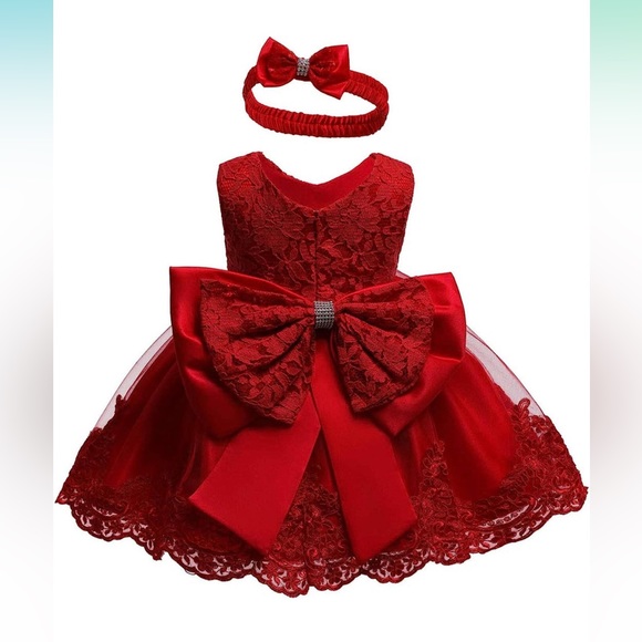 Red Formal Gown w/bow - Picture 1 of 3